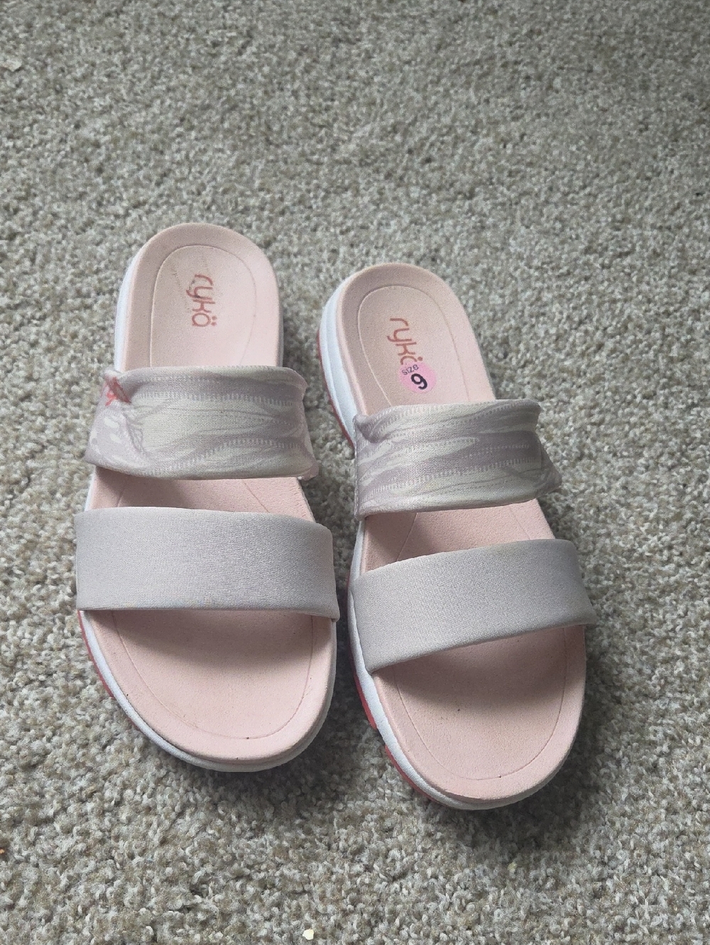 Ryka  Diva Blush Pink Dual-Strap Slide Sandals